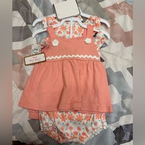 Little Lass Pink and White short 4pc set, 18 month girls